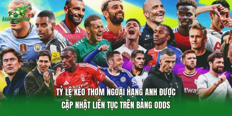 Tỷ lệ kèo thơm Ngoại Hạng Anh được cập nhật liên tục trên bảng odds